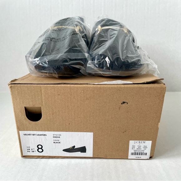 *NIB* J. Crew Velvet Bit Slip-On Loafers / Flats in Black - Picture 7 of 15